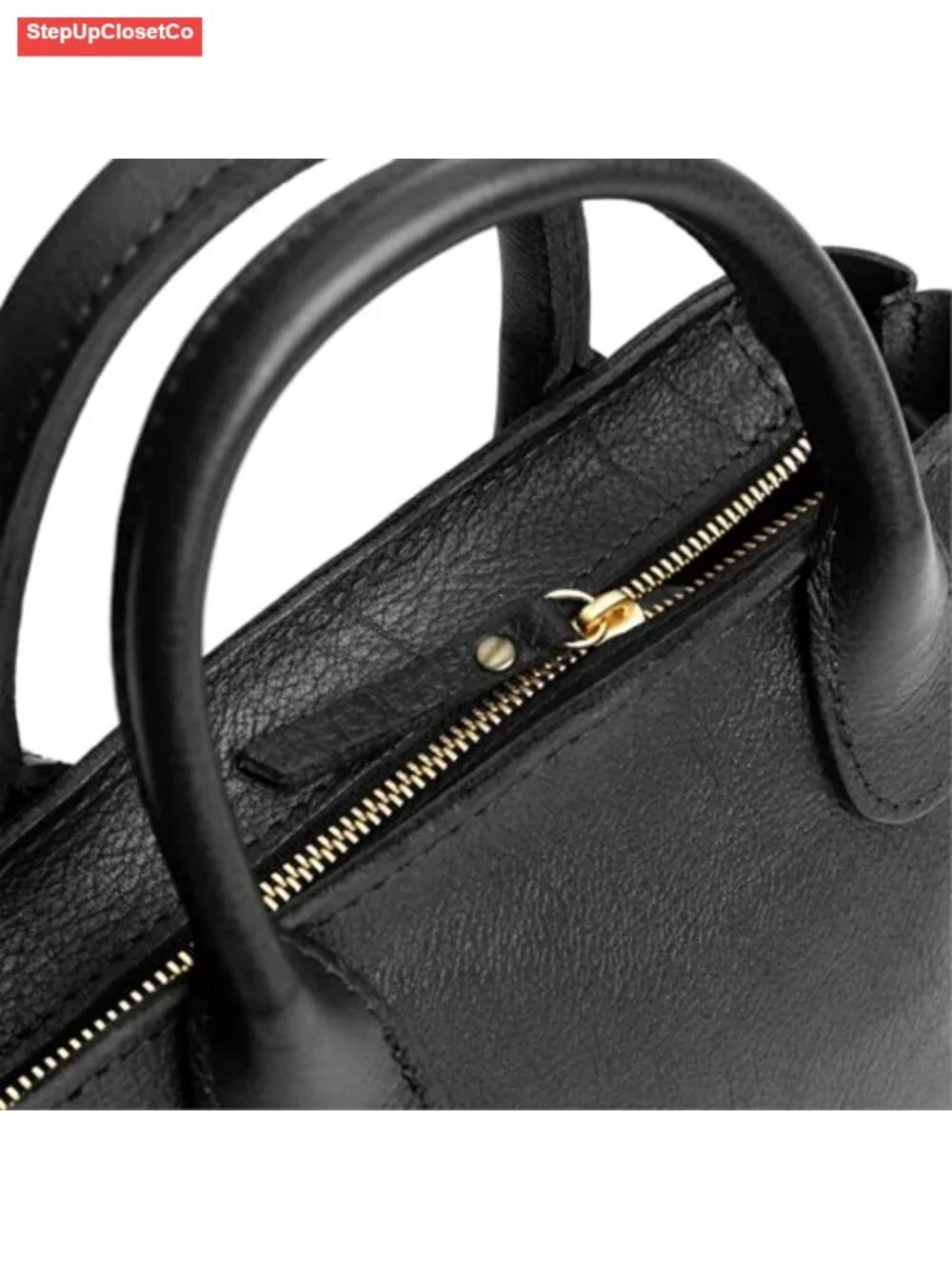 Full Grain Leather Crossbody Bag with Handles Adjustable Strap